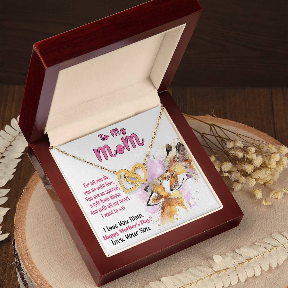 To My Mom Mother'S Day Gift Linked Hearts Necklace From Son Interlocking Hearts Necklace