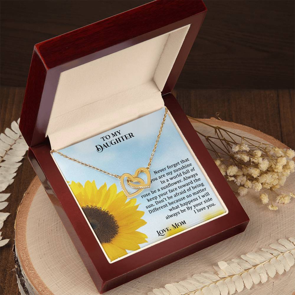 To My Daughter - No Matter What I Will Always Be By Your Side - Necklace Interlocking Hearts Necklace