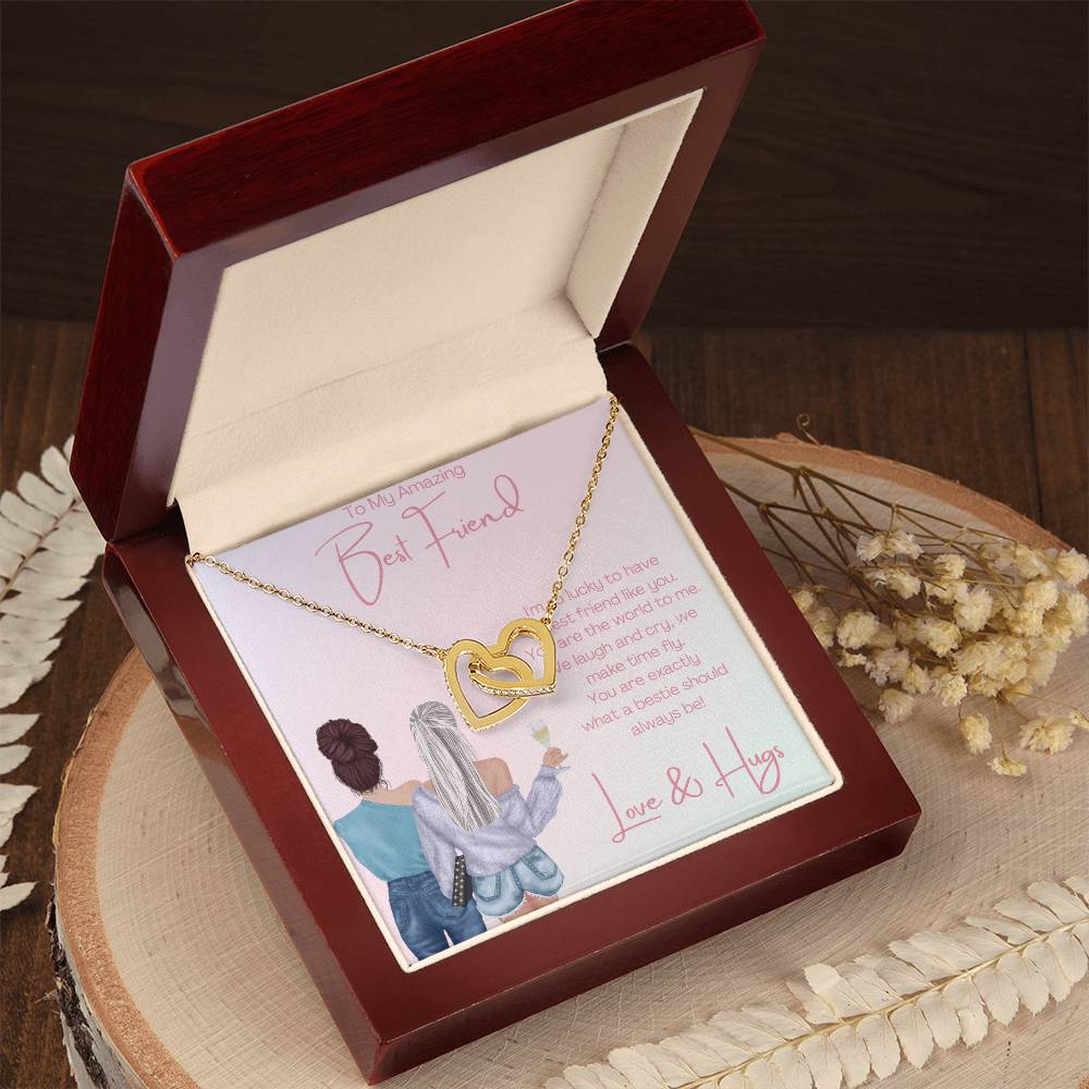 Amazing Best Friend - 2 Hearts Interlocking Hearts Necklace