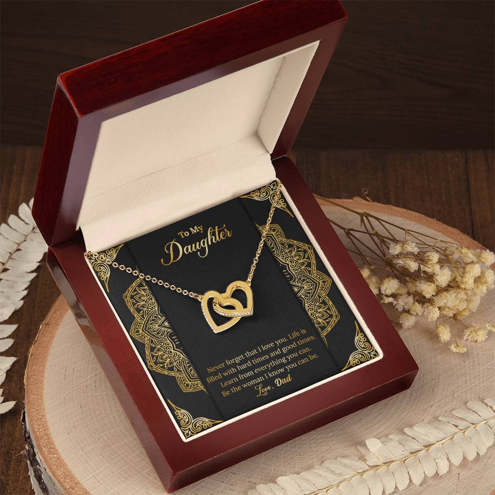 Never Forget That I Love You. Necklace. Two Hearts. Interlocking Hearts Necklace