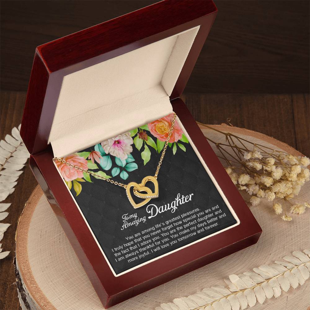 To My Amazing Daughter You Are Special And Adored Interlocking Hearts Necklace