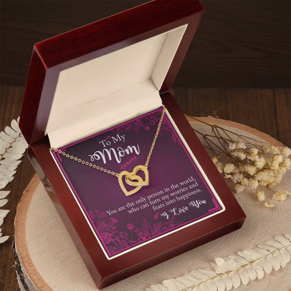 To My Mom You The Only Person In The World Interlocking Hearts Necklace