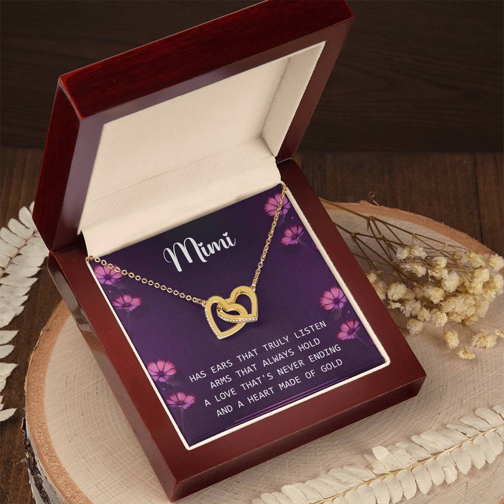 Mimi Interlocking Hearts Necklace Message Card