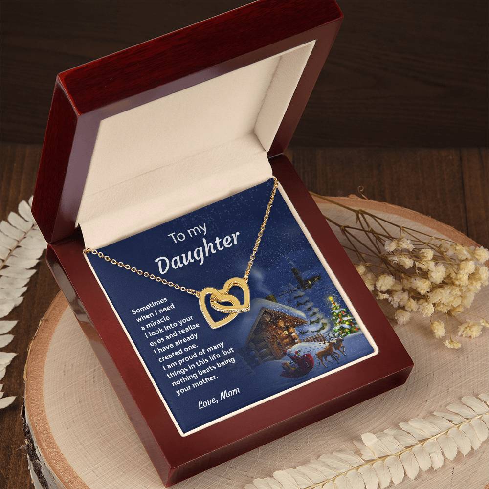 To My Daughter - When I Need A Miracle - Necklace Interlocking Hearts Necklace