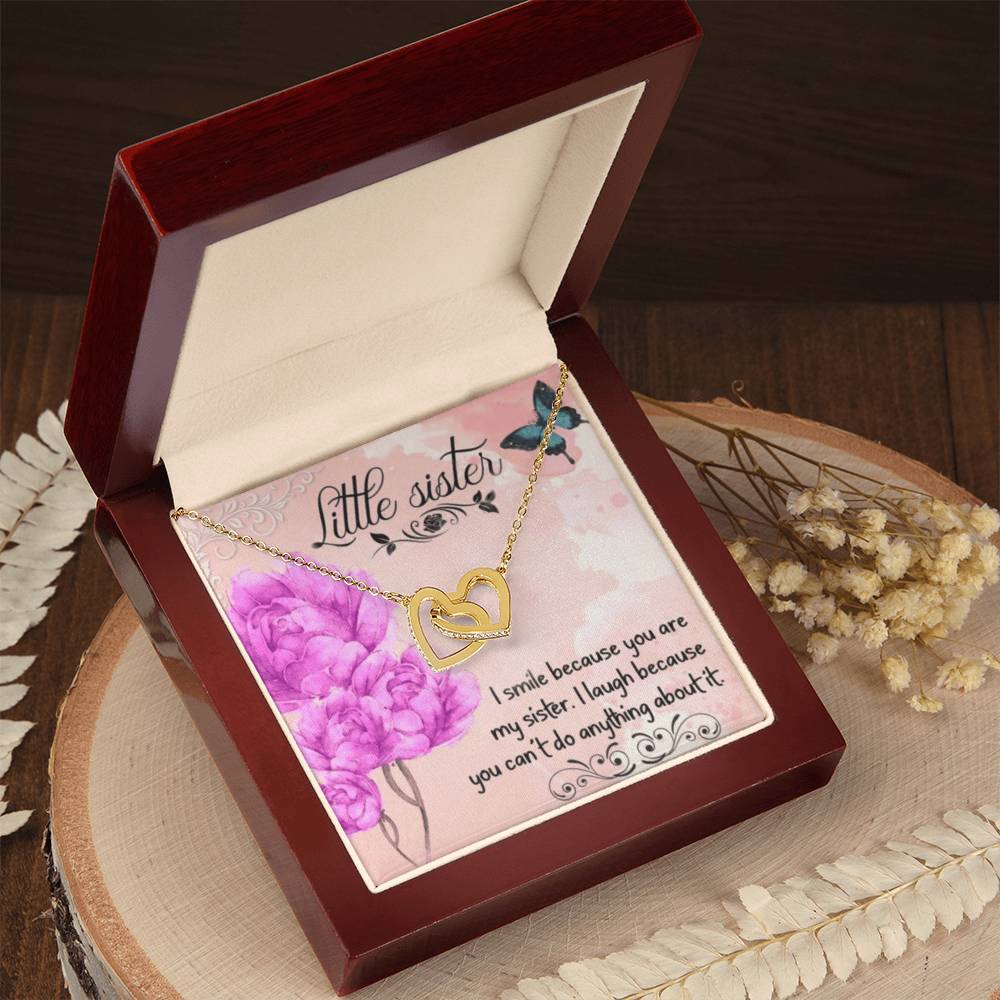 To My Little Sister Necklace Interlocking Hearts Necklace