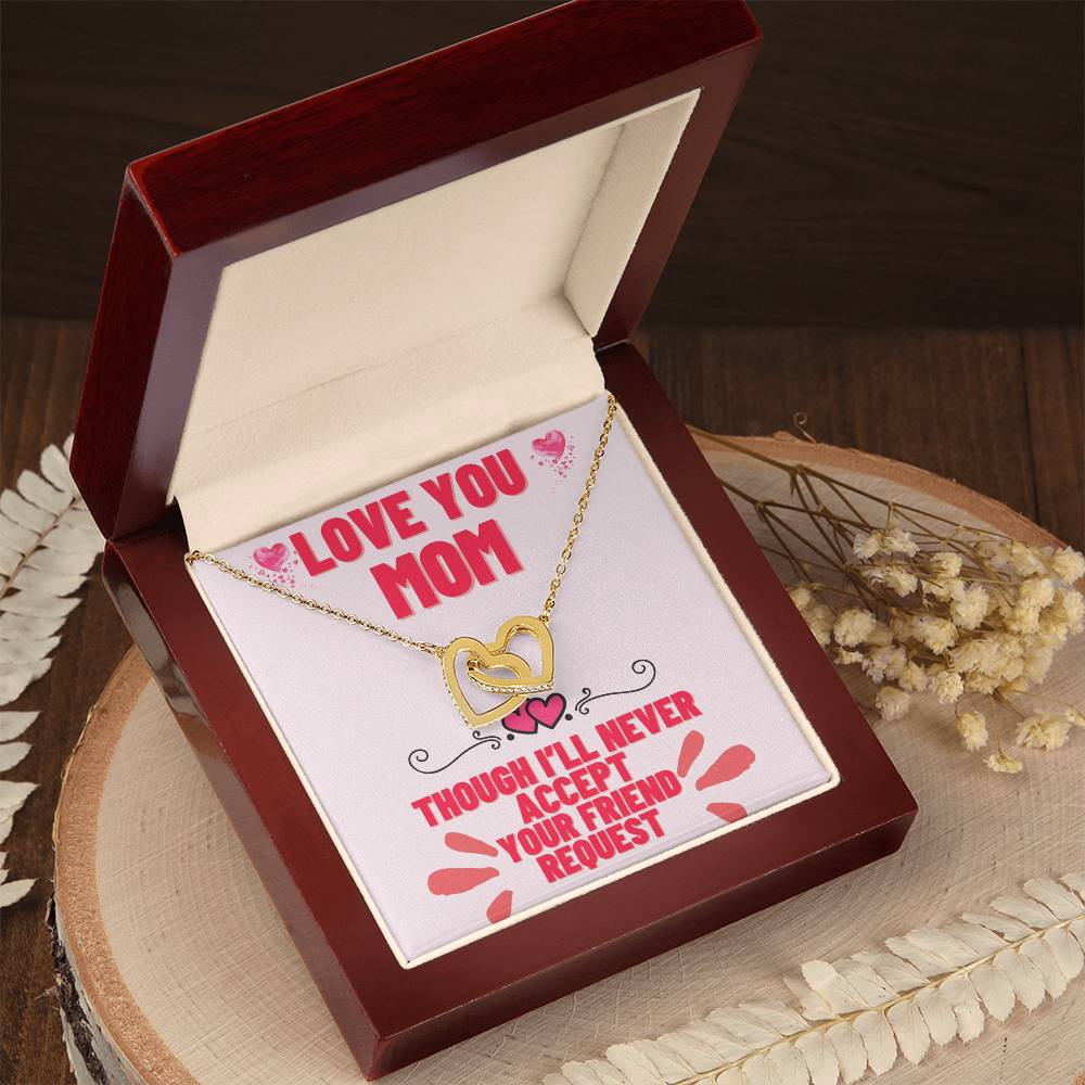 Mom’S Friend Request- Interlocking Hearts With Cubic Zirconia Interlocking Hearts Necklace