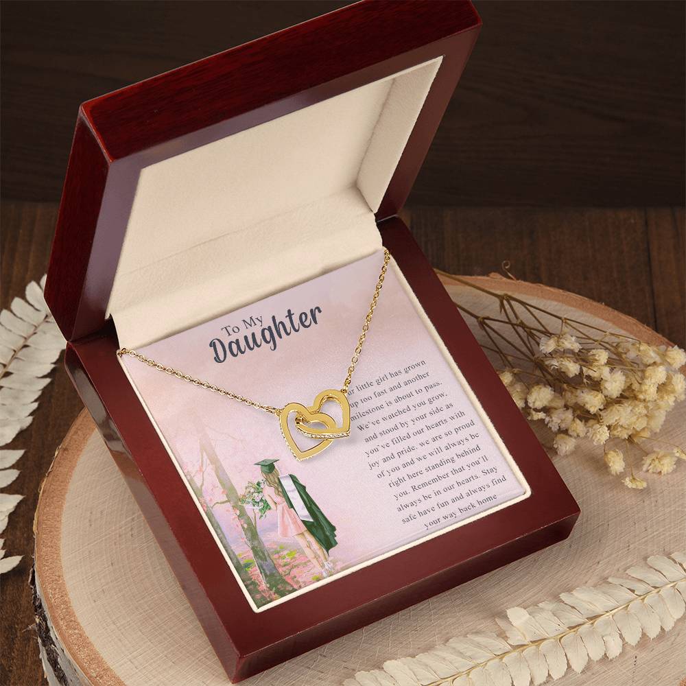 To My Daughter Interlocking Hearts Necklace