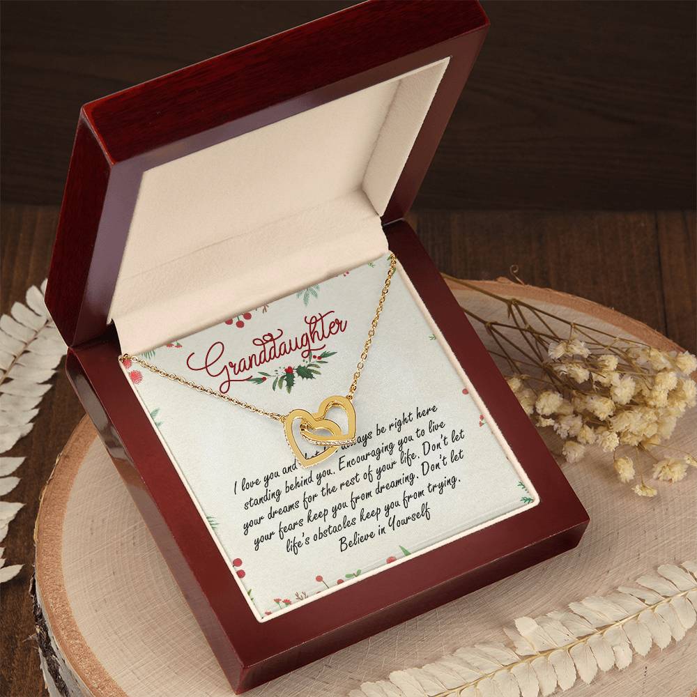 Granddaughter Interlocking Hearts Necklace Message Card