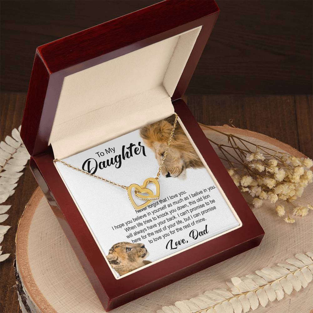 To My Daughter. Interlocking Hearts Necklace