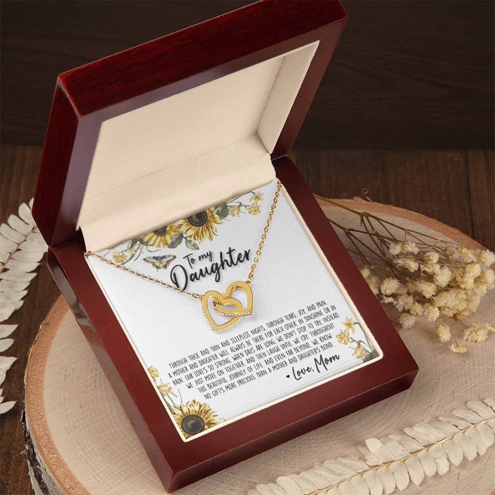 A Mother & Daughter'S Bond - Necklace With Message Card Interlocking Hearts Necklace