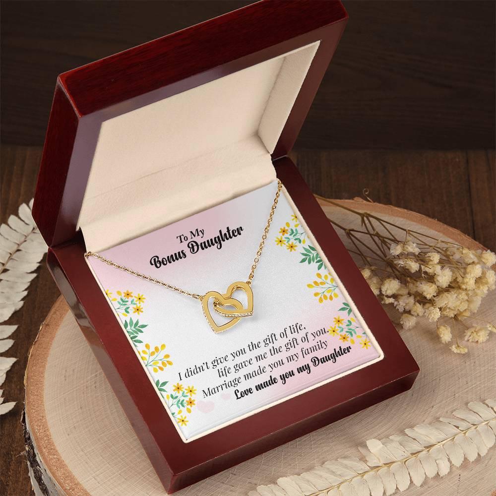 To My Bonus Daughter Interlocking Hearts Necklace