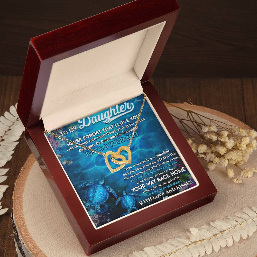To My Daughter From Mom Interlocking Hearts Necklace Message Card