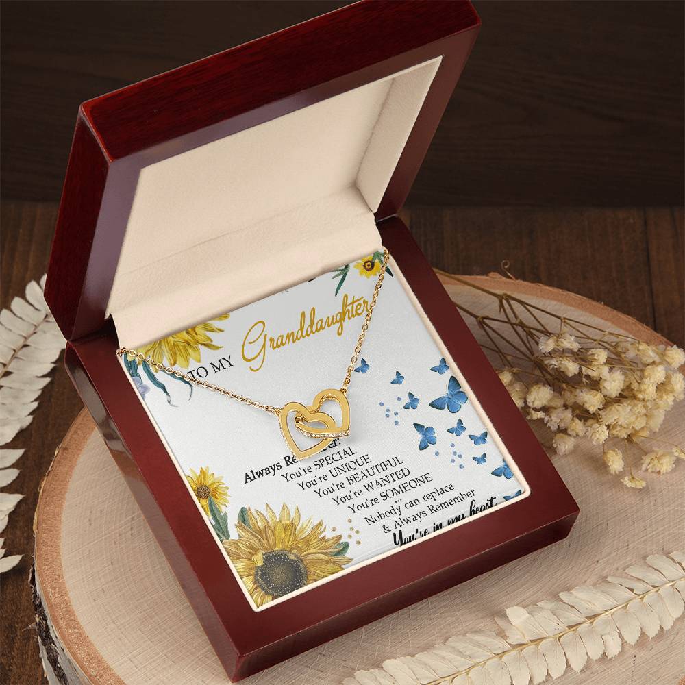 To My Granddaughter Interlocking Hearts Necklace Message Card