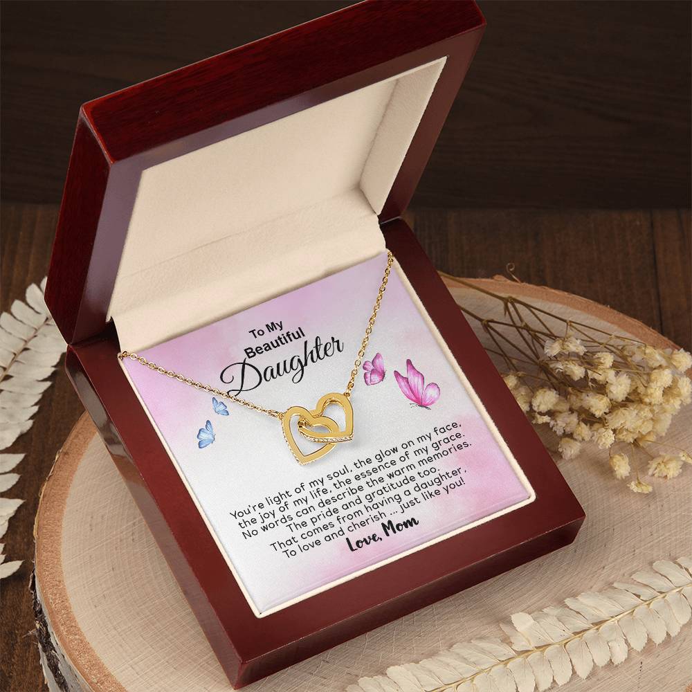 To My Beautiful Daughter - You'Re Joy Of My Life - Necklace Interlocking Hearts Necklace