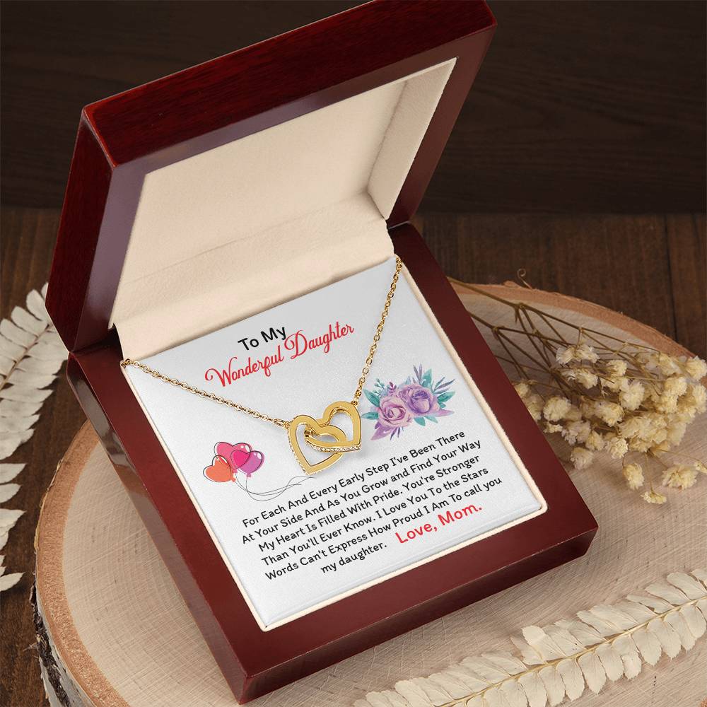 To My Daughter - Black Friday Special Interlocking Hearts Necklace