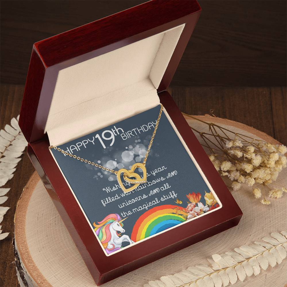 19Th Birthday Necklace Gifts For Girls Cute Unicorn 19 Years Old Girl Jewelry Gift For Daughter Niece Interlocking Necklace Xu246Il12 Interlocking Hearts Necklace