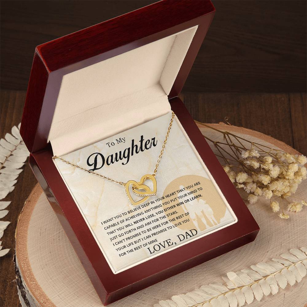 To My Daughter - You Can Never Lose - Necklace Interlocking Hearts Necklace