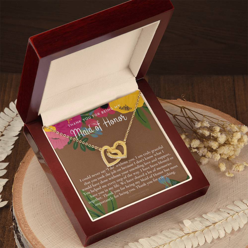 Maid Of Honor Thank You Gift From Bride Bridesmaid Gift Maid Of Honor Gift Necklace Matron Of Honor Gift Thank You Gift From Bride Interlocking Hearts Necklace