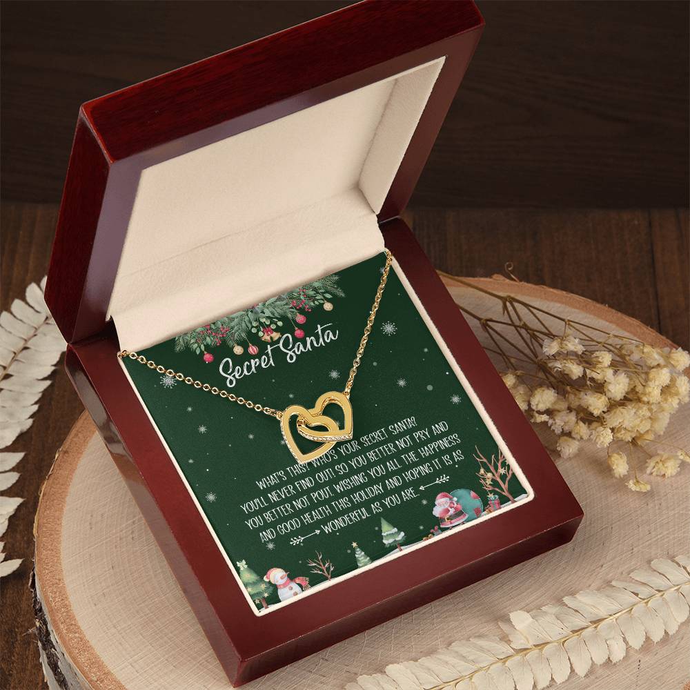 Secret Santa Interlocking Hearts Necklace Message Card