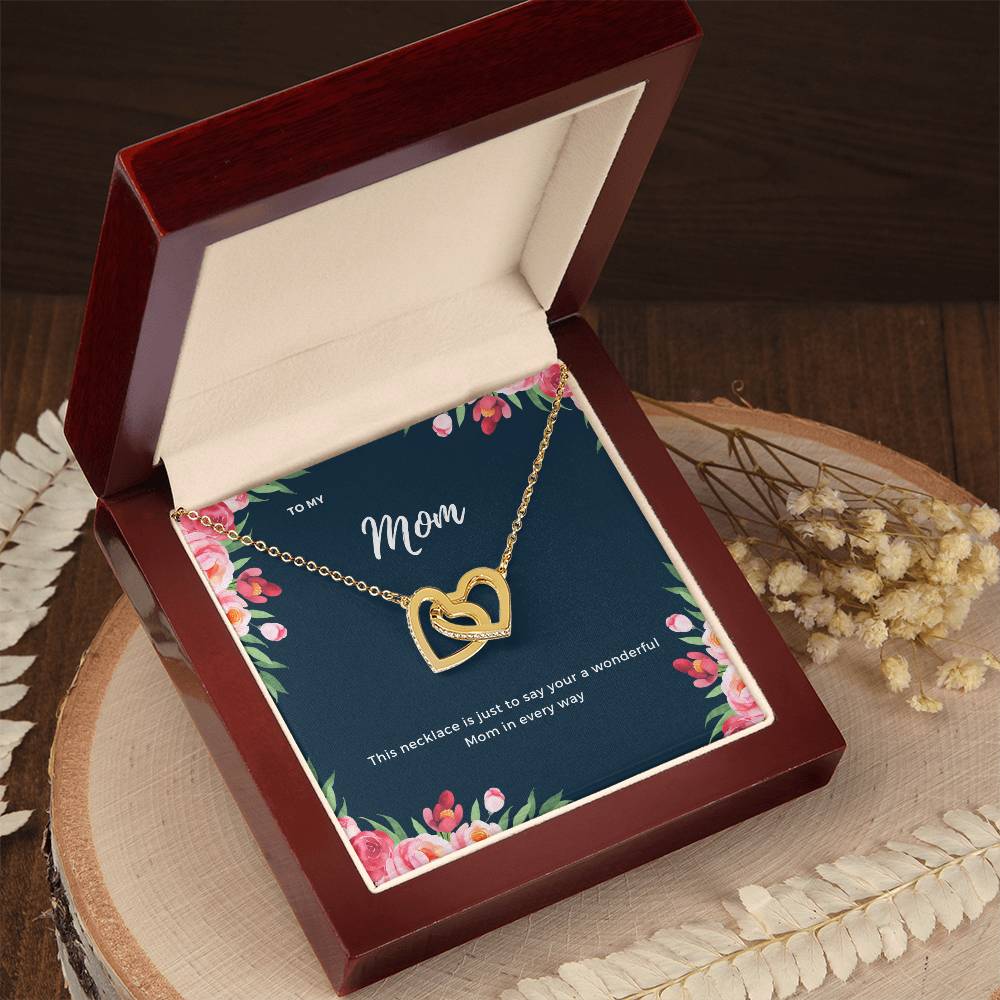 To My Mom Interlocking Necklace Floral Interlocking Hearts Necklace