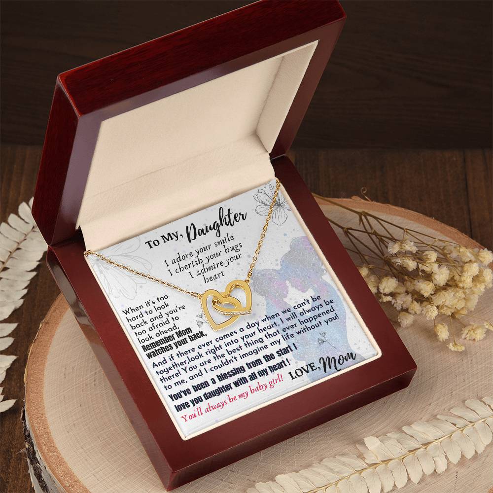 To My Daughter- Interlocking Hearts Necklace