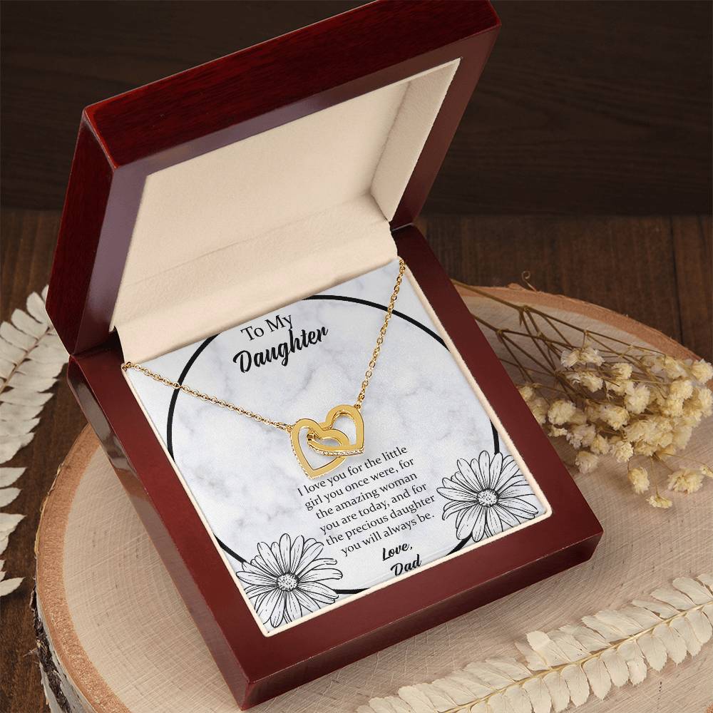 To My Daughter I Love You For The - Love Dad Interlocking Hearts Necklace