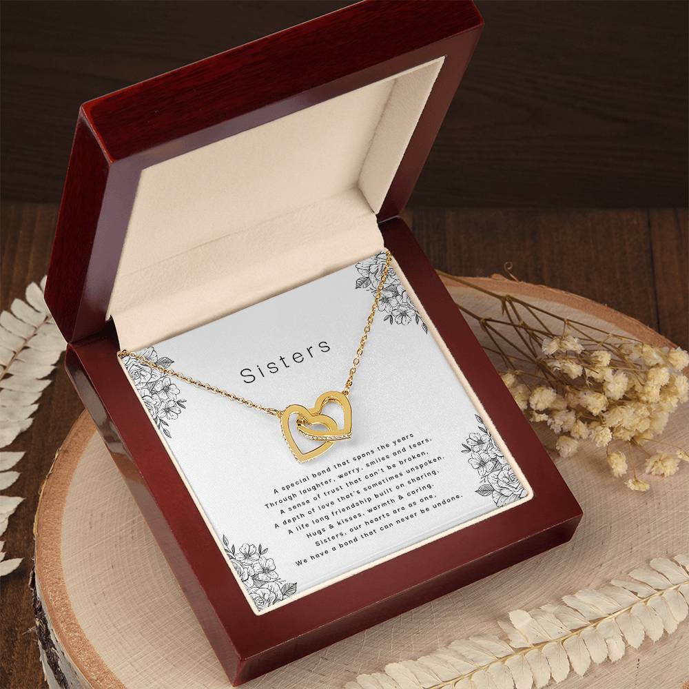 Sisters - An Unbreakable Bond Interlocking Hearts Necklace