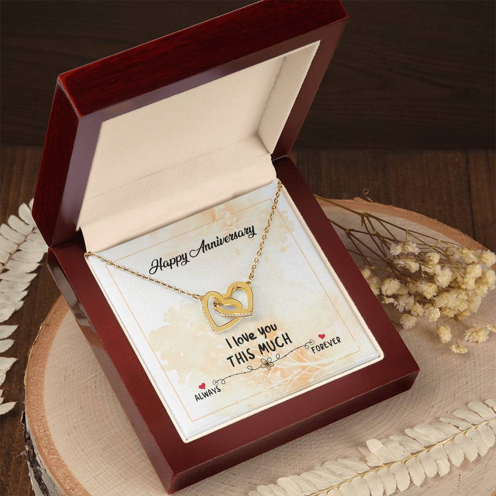 Happy Anniversary - Forever Love Double Love Silver Necklace For Wife Husband Girlfriend Boyfriend Significant Other So. Interlocking Hearts Necklace