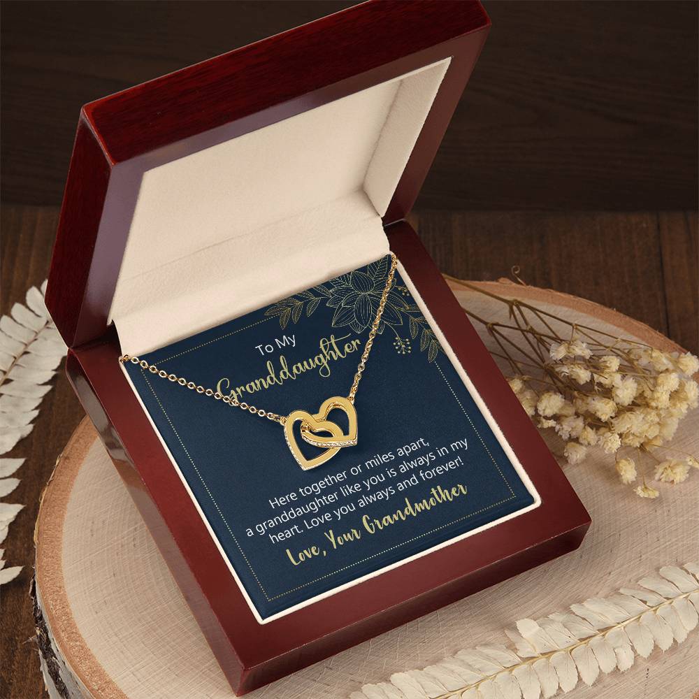 To My Granddaughter Heart Necklace Interlocking Hearts Necklace