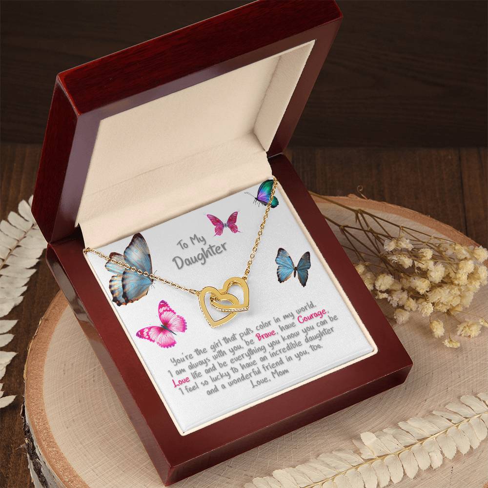 Daughter Butterfly - Hearts Necklace Interlocking Hearts Necklace