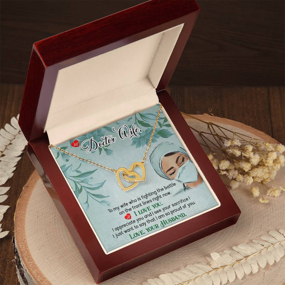 Dear Wife - I Appreciate You And I See Your Sacrifice - Interlocking Heart Necklace Interlocking Hearts Necklace