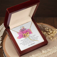 To My Amazing Sister - Pink Rose Interlocking Hearts Necklace
