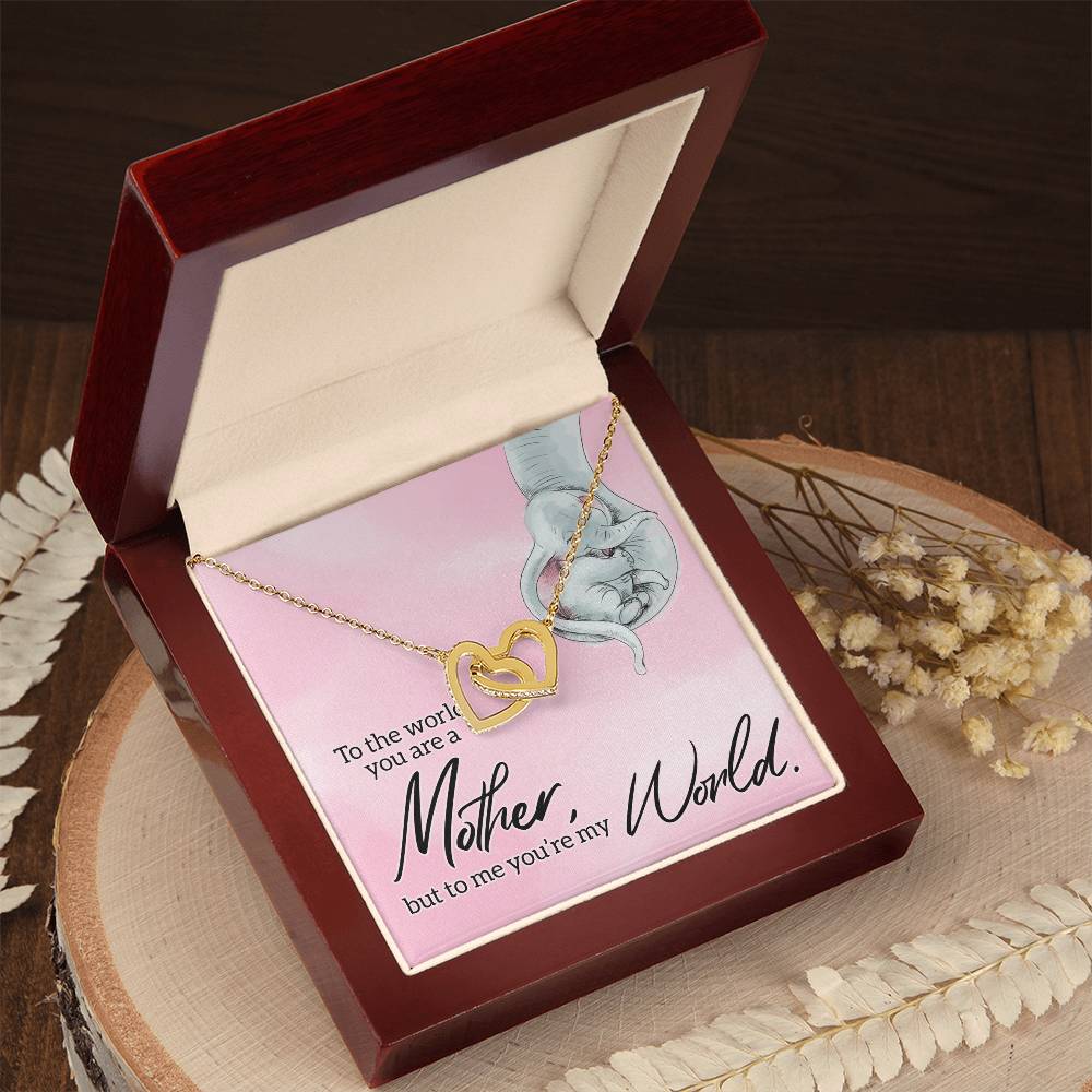 To My Mom World Love You Always Interlocking Hearts Necklace