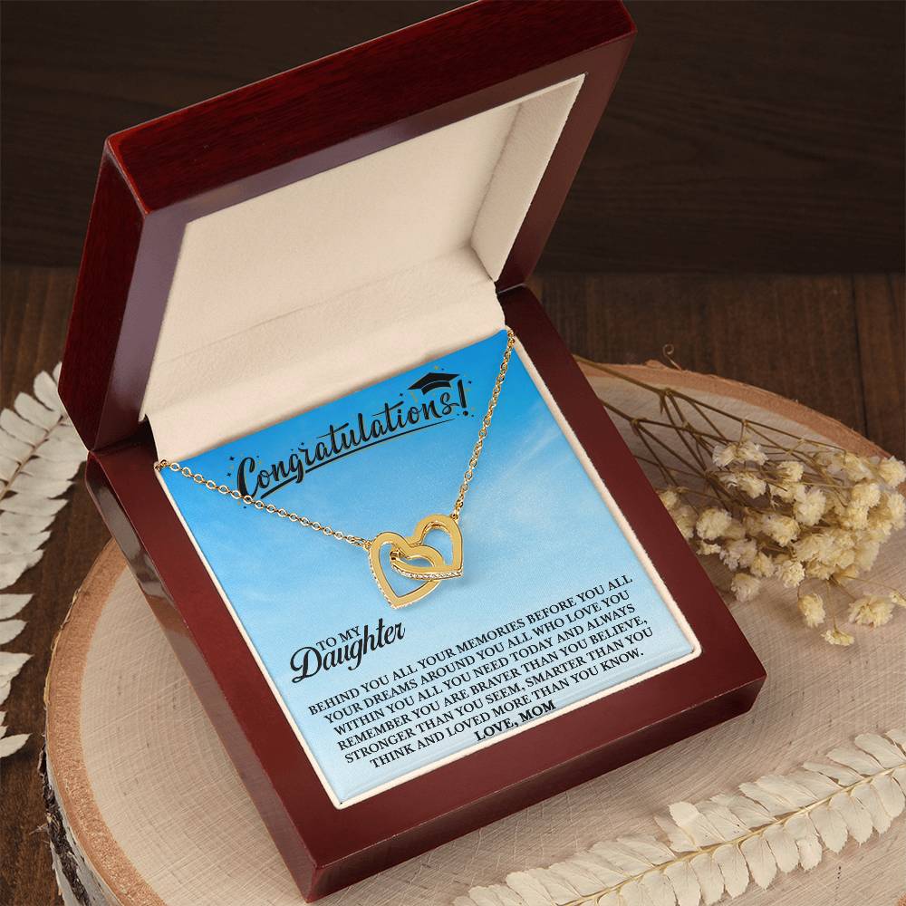 To My Daughter - You Are Loved More Than You Know - Necklace Interlocking Hearts Necklace