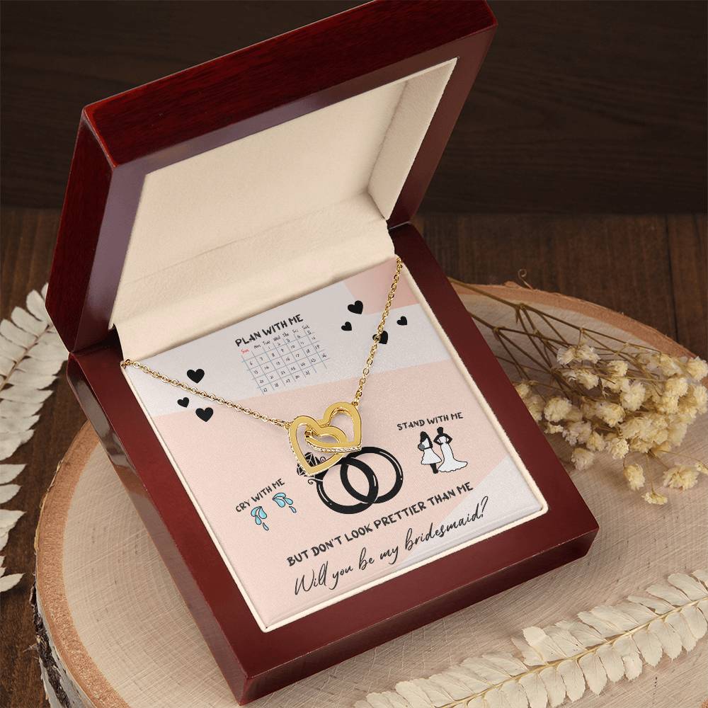 Bridesmaid Proposal Double Heart Necklace Interlocking Hearts Necklace