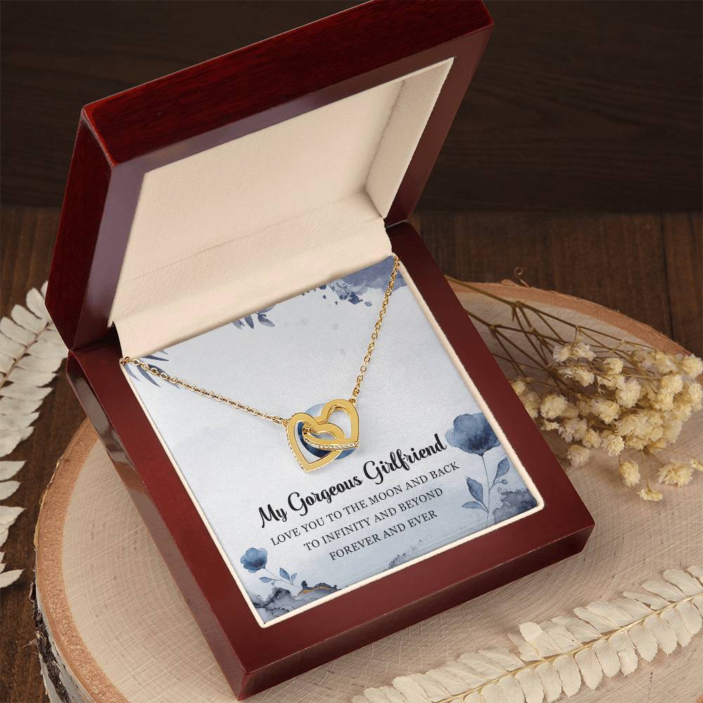 My Gorgeous Girlfriend Interlocking Hearts Necklace Message Card