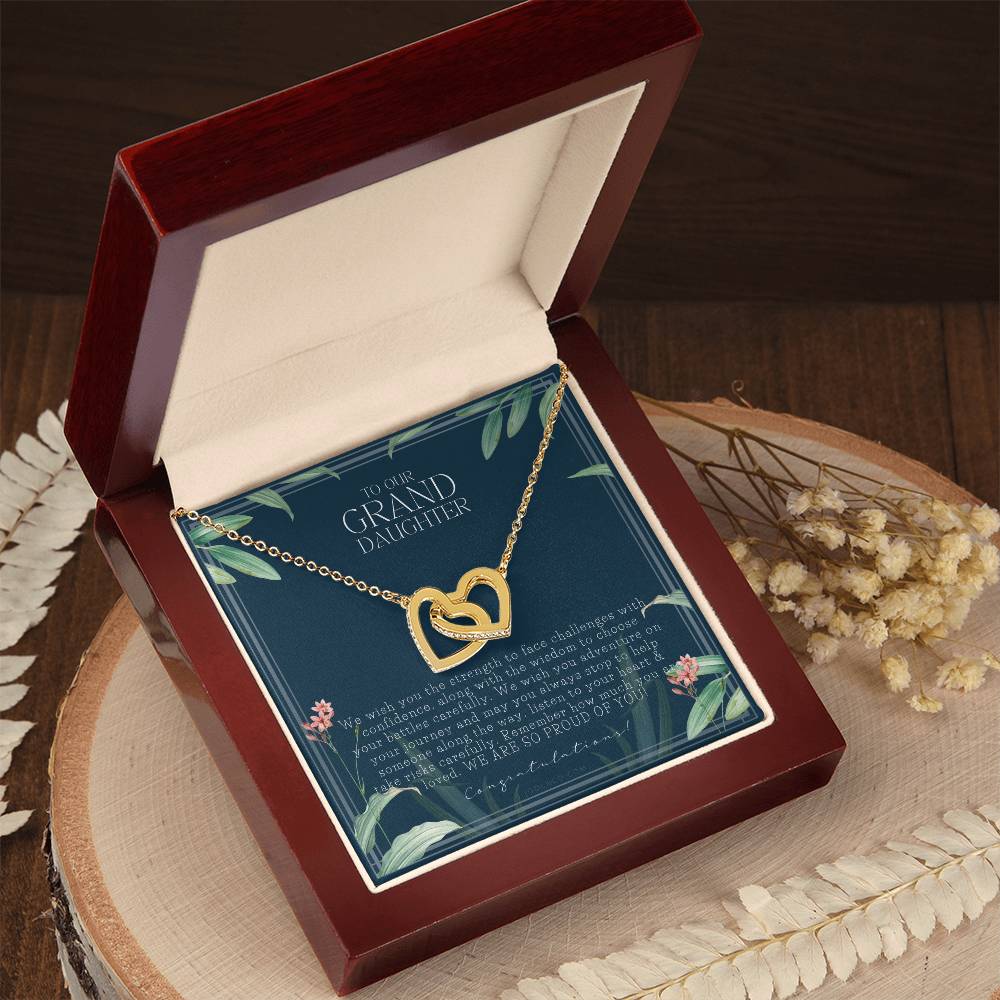 Gift For Granddaughter From Grandma & Grandpa To Our Granddaughter Live Your Dreams Birthday Graduation Christmas Interlocking Hearts Necklace