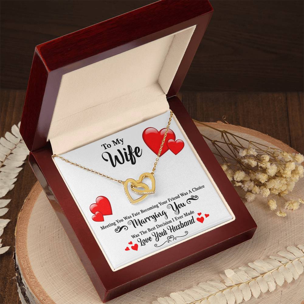 Meeting You Was Fate - Becoming Your Friend Was A Choice - Interlocking Hearts Necklace With Message Card