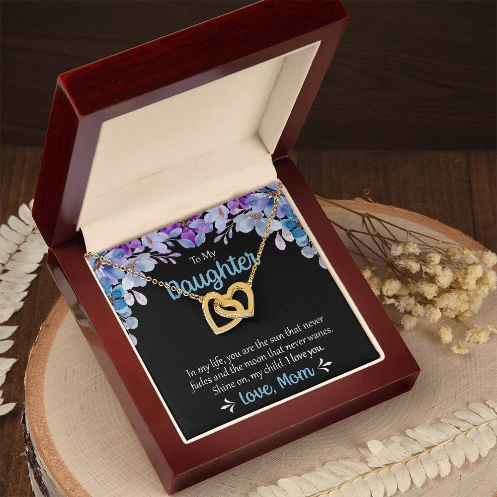 To My Daughter The Sun That Never Fades Necklace Interlocking Hearts Necklace