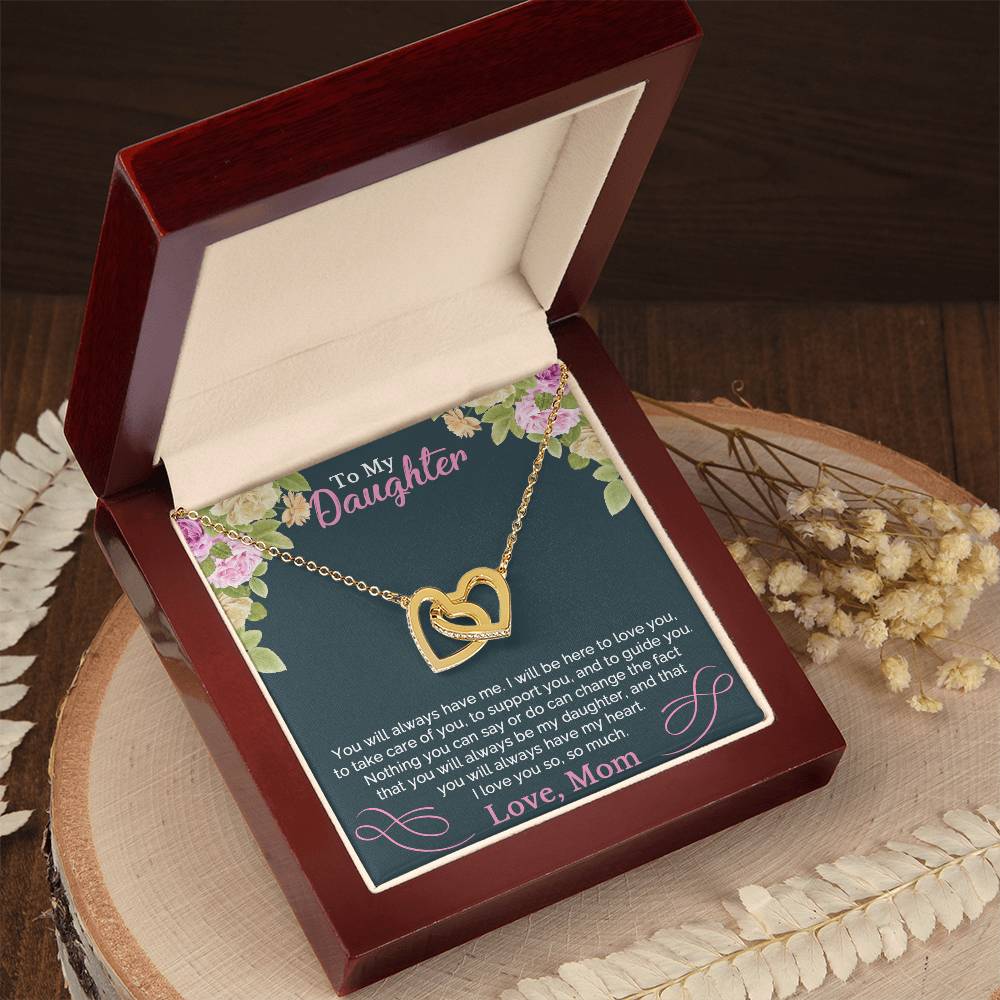 To My Daughter Necklace From Mom Interlocking Hearts Necklace