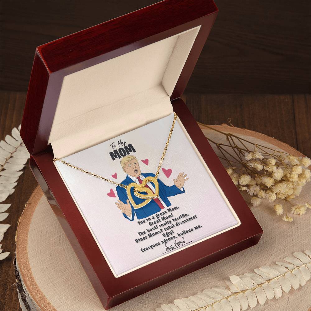 To My Great Mom - Approved With Signature - Tmm09 Interlocking Hearts Necklace