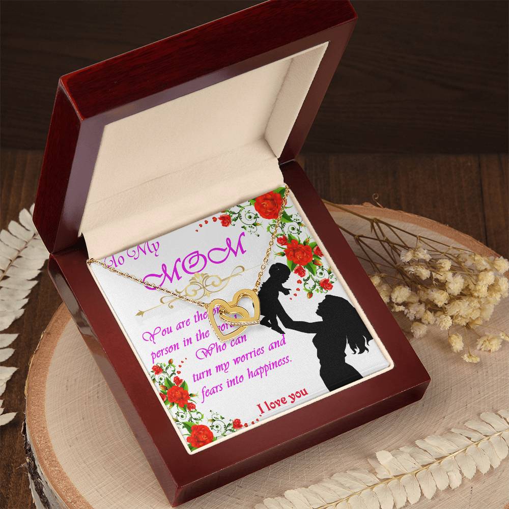 Greeting Card For Lovely Mother Interlocking Hearts Necklace