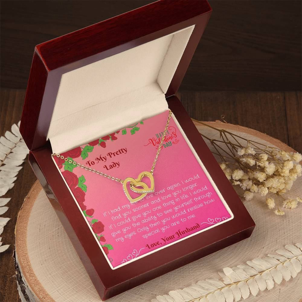 To My Preety Lady- You Are Special To Me Interlocking Hearts Necklace