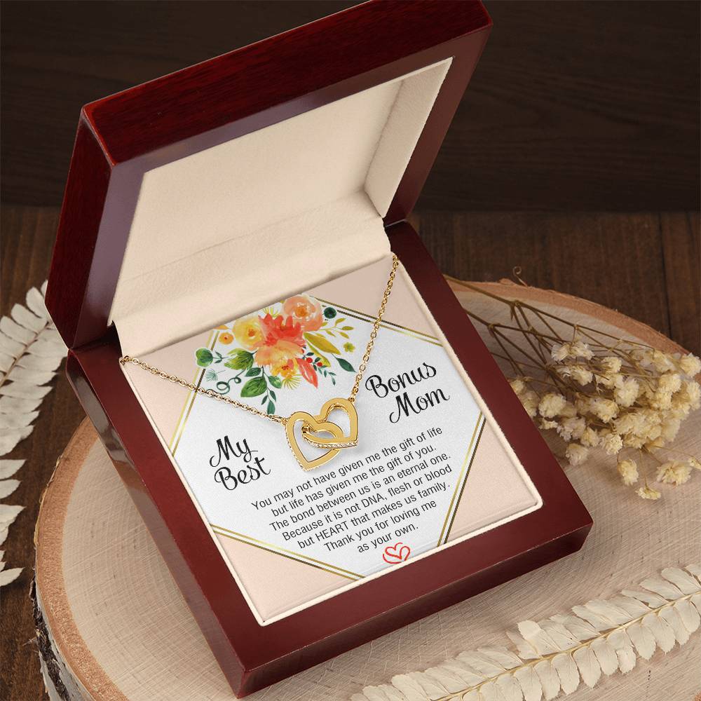 My Best Bonus Mom - Mother'S Day Interlocking Heart Necklace Interlocking Hearts Necklace