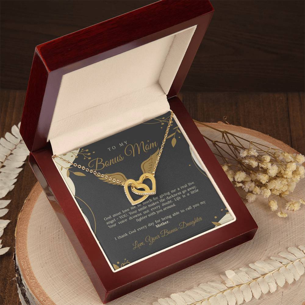 To My Bonus Mom Interlocking Hearts Necklace