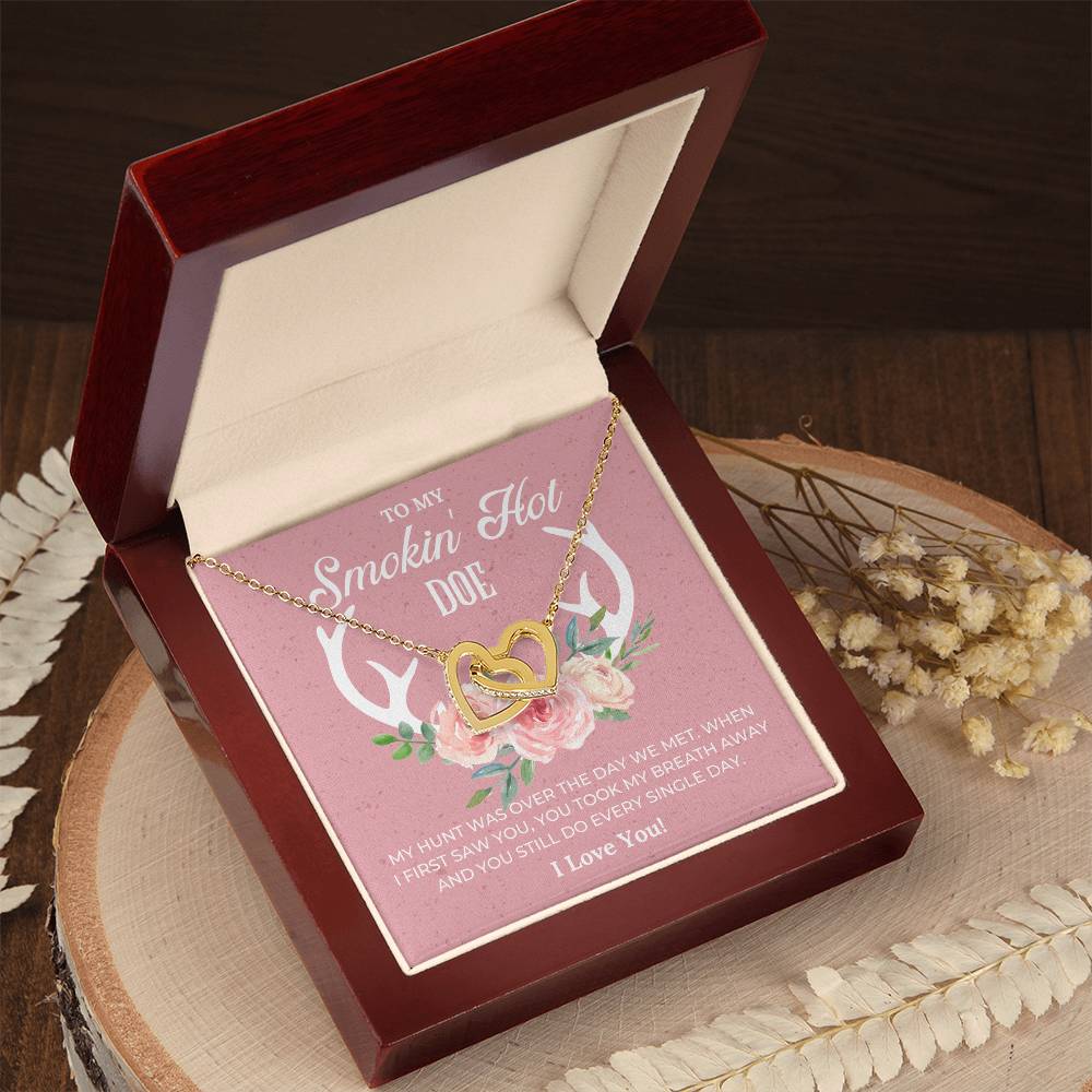 To My Smokin&#39 Hot Doe Gift For Her Valentines Day Gift For Wife Wife Valentines Necklace Gift Girlfriend Jewelry Gift Valentines Day Interlocking Hearts Necklace
