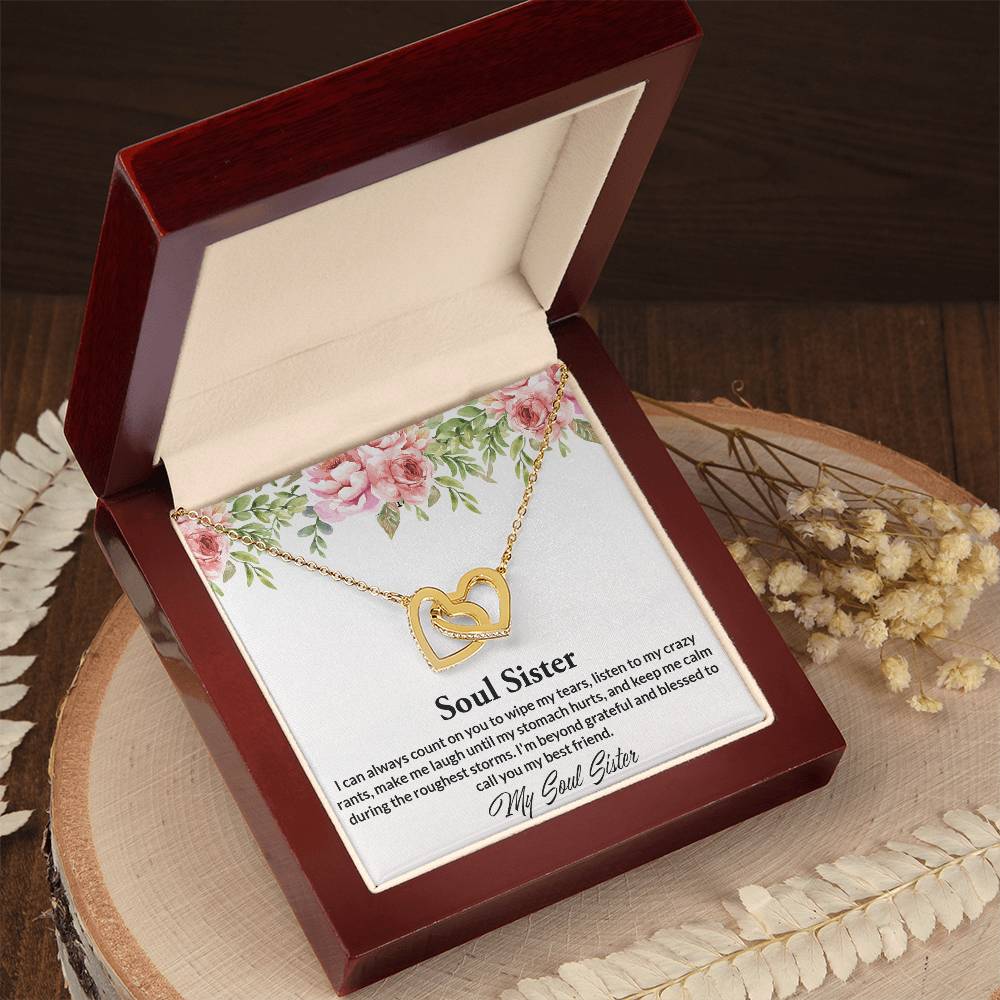 Soul Sisters Necklace Bff Necklace Best Friend Gift Jewelry Interlocking Hearts Necklace