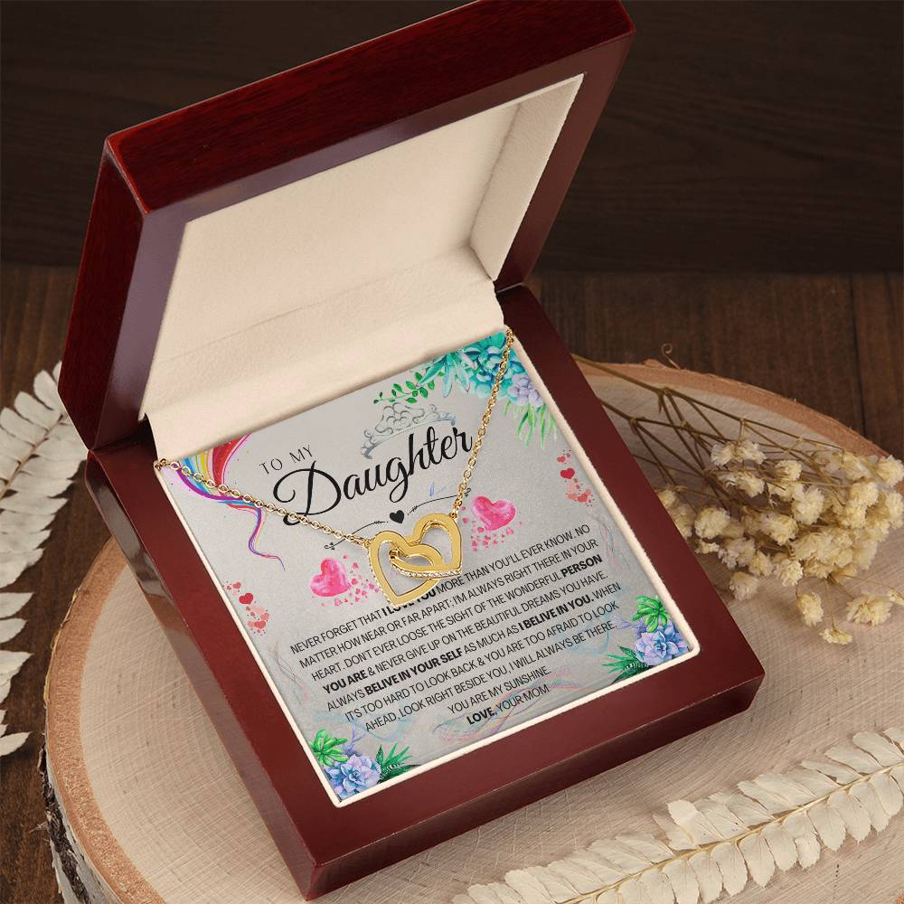 To My Daughter Interlocking Hearts Necklace