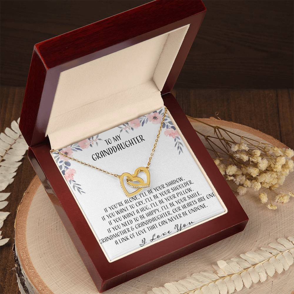 To My Granddaughter If You'Re Alone Ill Be Your Shadow Interlocking Hearts Necklace