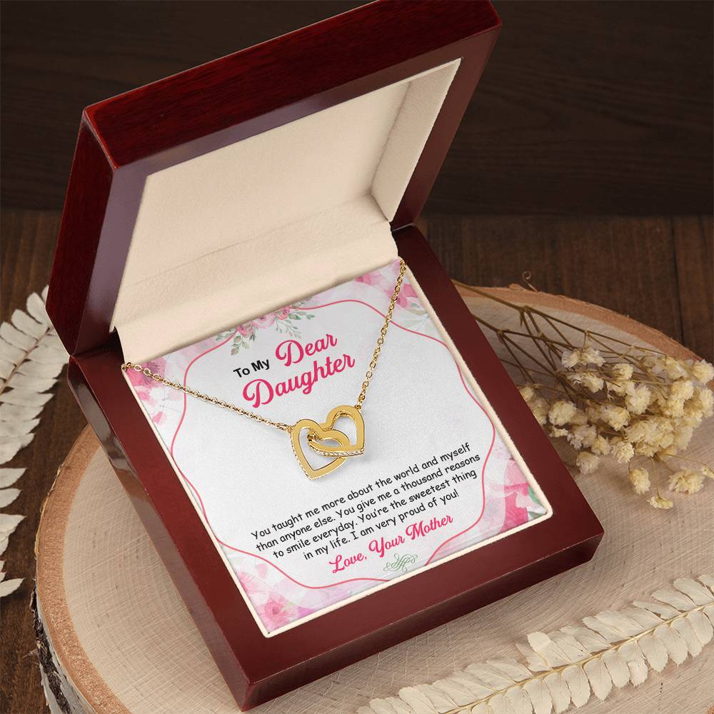 To My Dear Daughter Gift From Mother Interlocking Hearts Necklace